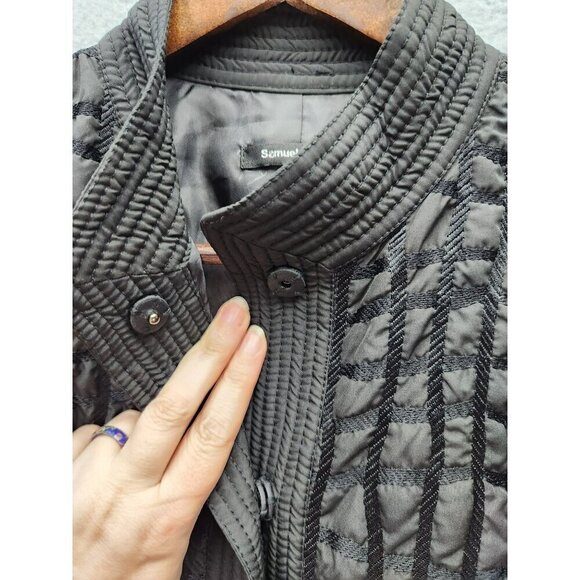 Samuel Dong Womens Black Quilted Jacket Size S Button Closure Made In China - Picture 3 of 5